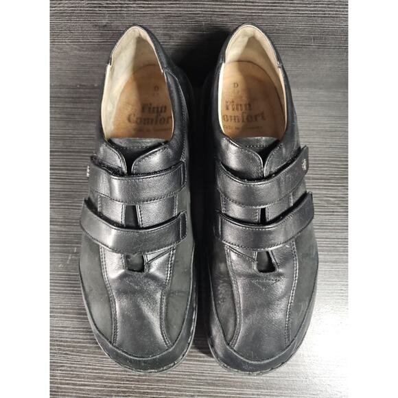 Finn Comfort Aachen Shoes EU 43 Mens US 10.5 Black Leather Double Strap Wedge main image 4